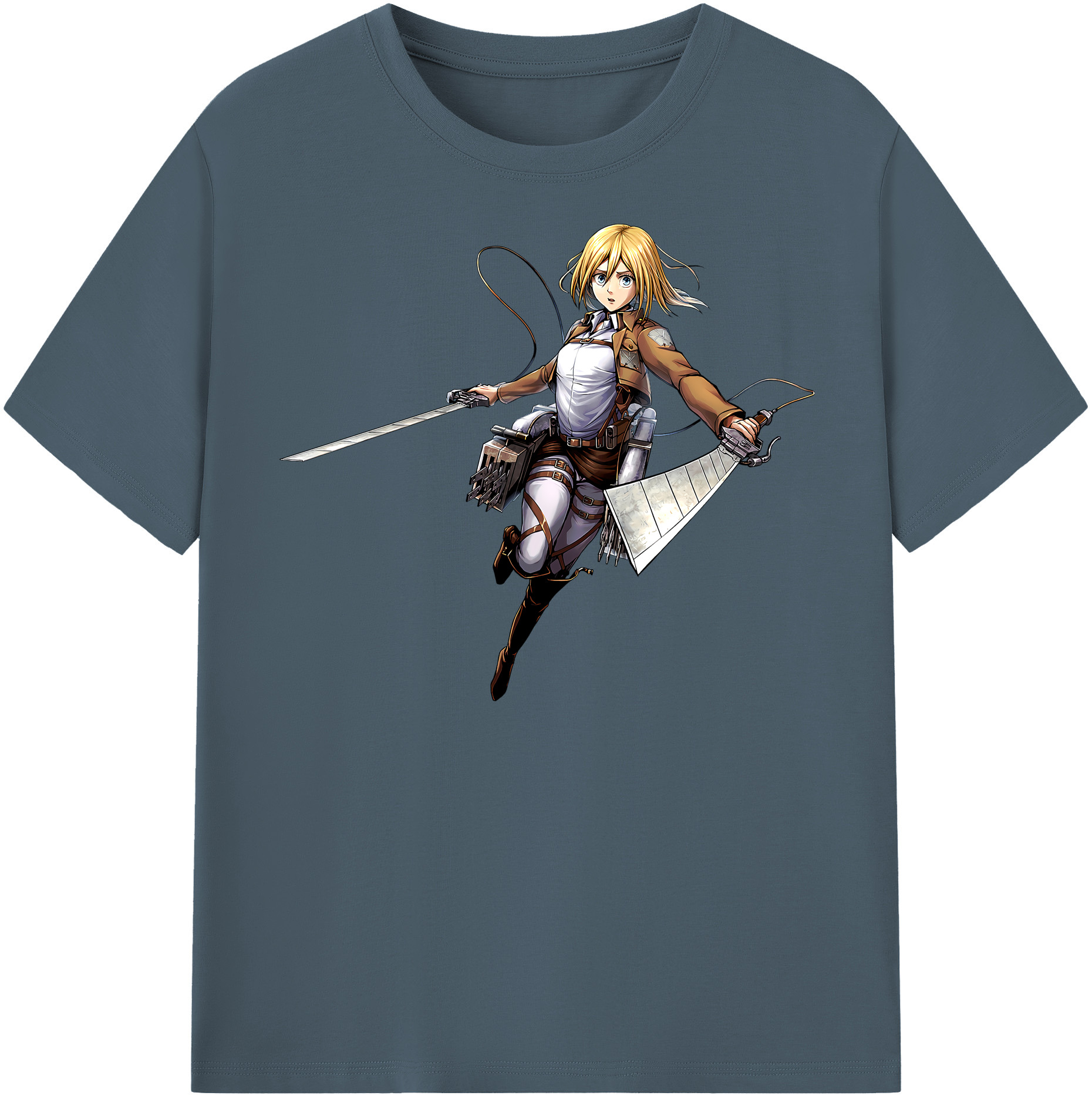 （画像用） 進撃の巨人 クリスタ·レンズ Attack on Titan Christa Lenz 綿100％半袖Tシャツ（フロントプリント）